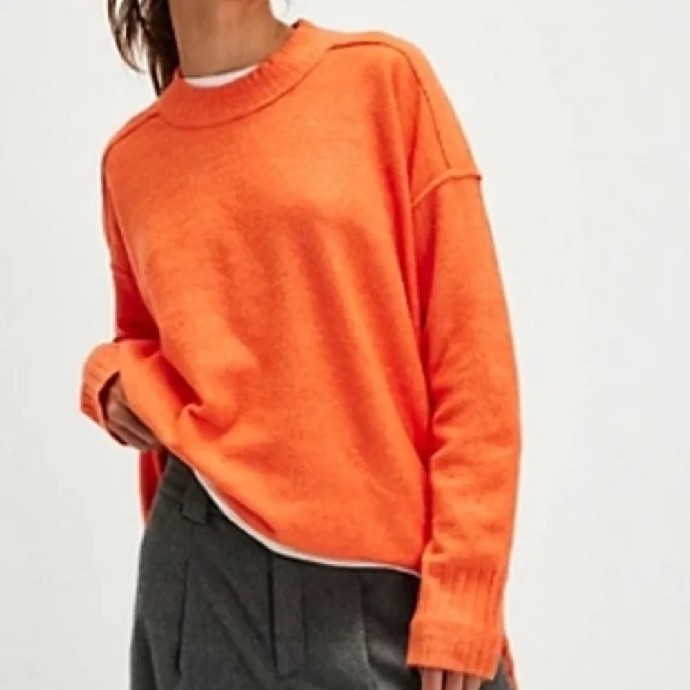 New Free People Phoebe Sweater Wool Blend Shell Coral Small Knit Pullover - Picture 2 of 10